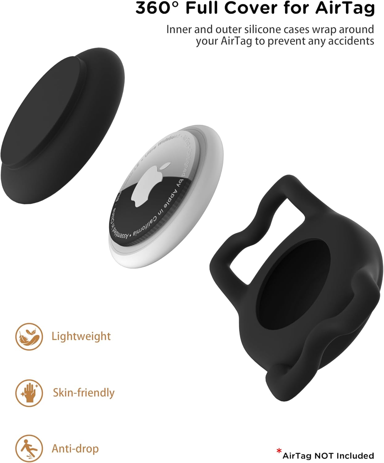 Dog Collar with Waterproof AirTag Holder & Anti-Lost QR Code, Cute Bling Warpping Adjustable Width for Small Medium Large Pet (Blue, L)