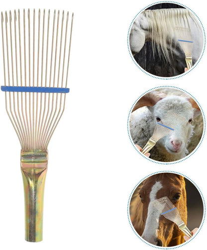 Homoyoyo Sheep Wool Comb Brush and Horse Hair Rake for Livestock Grooming, 23Cm Small Yellow Deshedding Tool for Cattle and Farm Animal Hair Removal