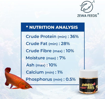 Dried Black Soldier Fly Larvae - 100% Natural Protein Rich Fish Food for Arowana, Flower Horn, Oscar, Redtail Shark (20 g/ 0.7 Oz/100 ml) (Pack of 2)