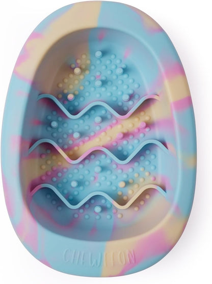 CHEWFFON Interactive Dog&Cat Lick Mat Bowls, BPA-Free Silicone Dog Slow Feeder Bowl with Suction Cups, Non Slip Food Bowl for Dogs and Cats, Reduces Boredom and Anxiety, Dishwasher Safe, Rainbow Small