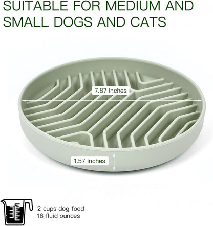 Slow Feeder Dog Bowls, Puzzle Silicone Dog Feeding Bowls with Suction Cups, Anti-Choking, Non-Slip Design, Reduces Boredom, Anxiety, Ideal for Medium to Small Dogs & Cats - XAQMHSW