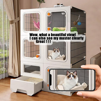 Cat Cage Cat Enclosure with Litter Box, Cat Playpen Detachable Metal, Cat Cage Indoor and Outdoor, Ferret Cage, Rabbit Cage