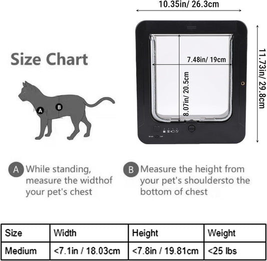 Smart Cat Door, Automatic Sensing with Collar Activated Easy Installation Pet Door, Suitable for Kitty Kittens Doggie