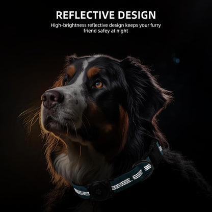 Upgraded AirTag Dog Collar, IP68 Waterproof Air Tag Dog Collar Holder, Reflective, Ultra-Durable, Comfortable Padded, Heavy Duty Dog Collars for Small Medium Large Dogs (M (12.6"-17.1"), Blue)