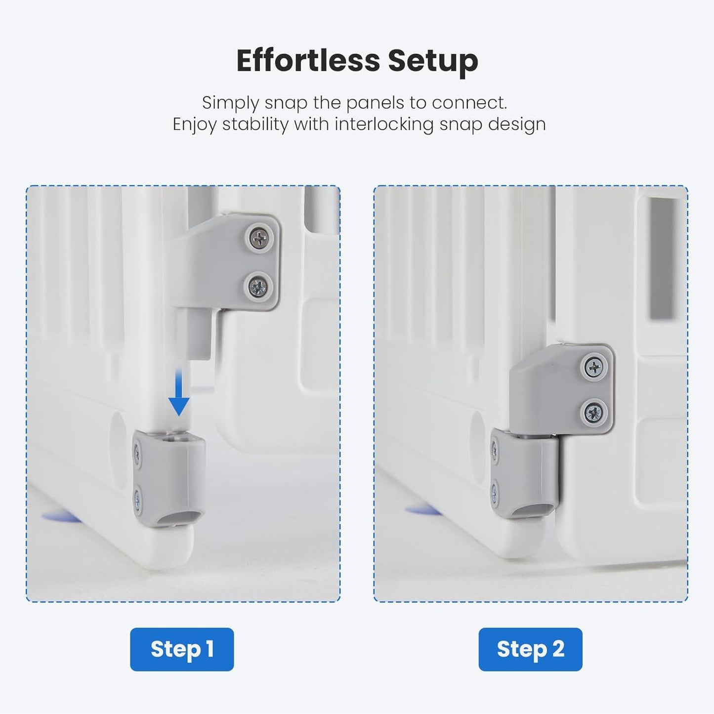 NEWBULIG Dog Playpen 4-Panel, 24IN Puppy Playpen, Stable Dog Play Pen Indoors/Outdoor with Secure Locking Door, Plastic Pet Fence for Small & Medium Dogs