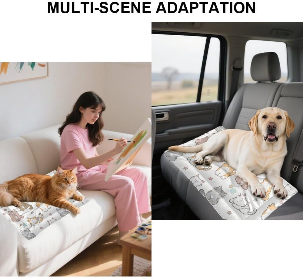 Ultra Soft Cat Bed with Anti-Slip Bottom, Cute Cats Dog Things Dog Sleeping Pad Catbed Cozy Mattress for Indoor& Outdoor Sofa Cars, Machine Washable 24 X 36 Inch