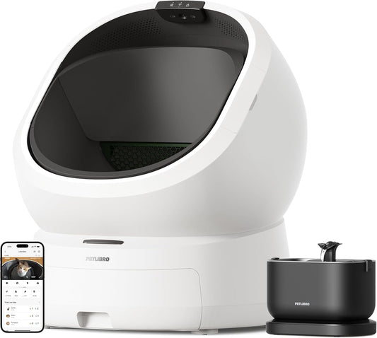 Bundle of PETLIBRO Luma Automatic Cat Litter Box AI Waste Analysis + PETLIBRO Cat Water Fountain, Cordless Water Fountain Battery Operated, 2.5L/84oz Dockstream with Stainless Steel Tray