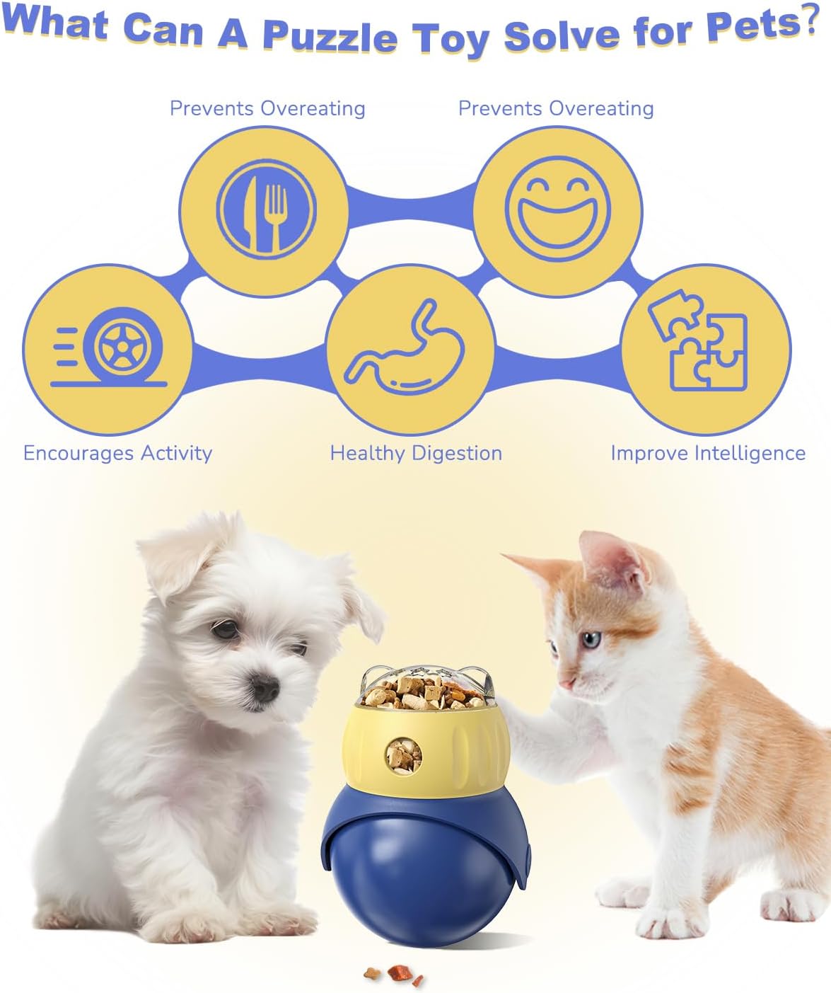 Cat Puzzle Feeder - Interactive Cat Toy & Dog Toys, Treat Dispenser for Indoor Cats, Small Dogs, Puppies | Slow Feeder to Keep Busy