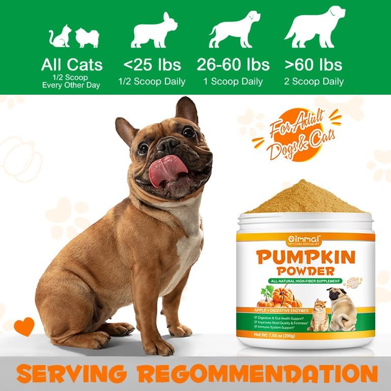 Pumpkin Powder for Dogs, Dog Supplement Support Immune Function & Disgestive, Gut Health Support, Pet Supplies Pumpkin Powder Helps with Stool, Diarrhea, Constipation Relief - 7.05 oz(200g)