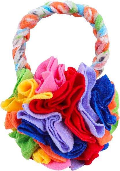 Snuffle Ball with Handle, Tug of War Rope Toys for Small Medium Dogs, Interactive Dog Toys Puppy Training Pull Toy for Exercise & Interactive Play Games (Red)