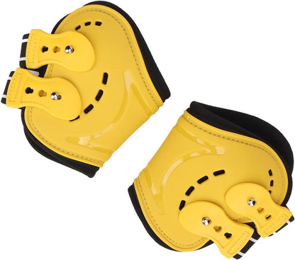 Horse Fetlock Boots, Protective Horse Hind Leg Boots, Breathable Slip Lightweight Horse Boots with Fastening Button for Show Jumping and Training, Yellow
