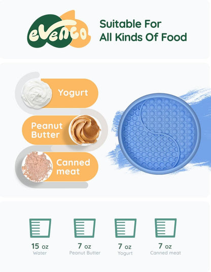 Slow Feeder Bowl Bundle: Light Blue Frozen Lick Mat (8.0" x 1.4") + Pink Starry Sky Feeder (5.3" x 3.7"), Freeze-Friendly Lick Bowl with Suction Cups for Enrichment and Anxiety Relief