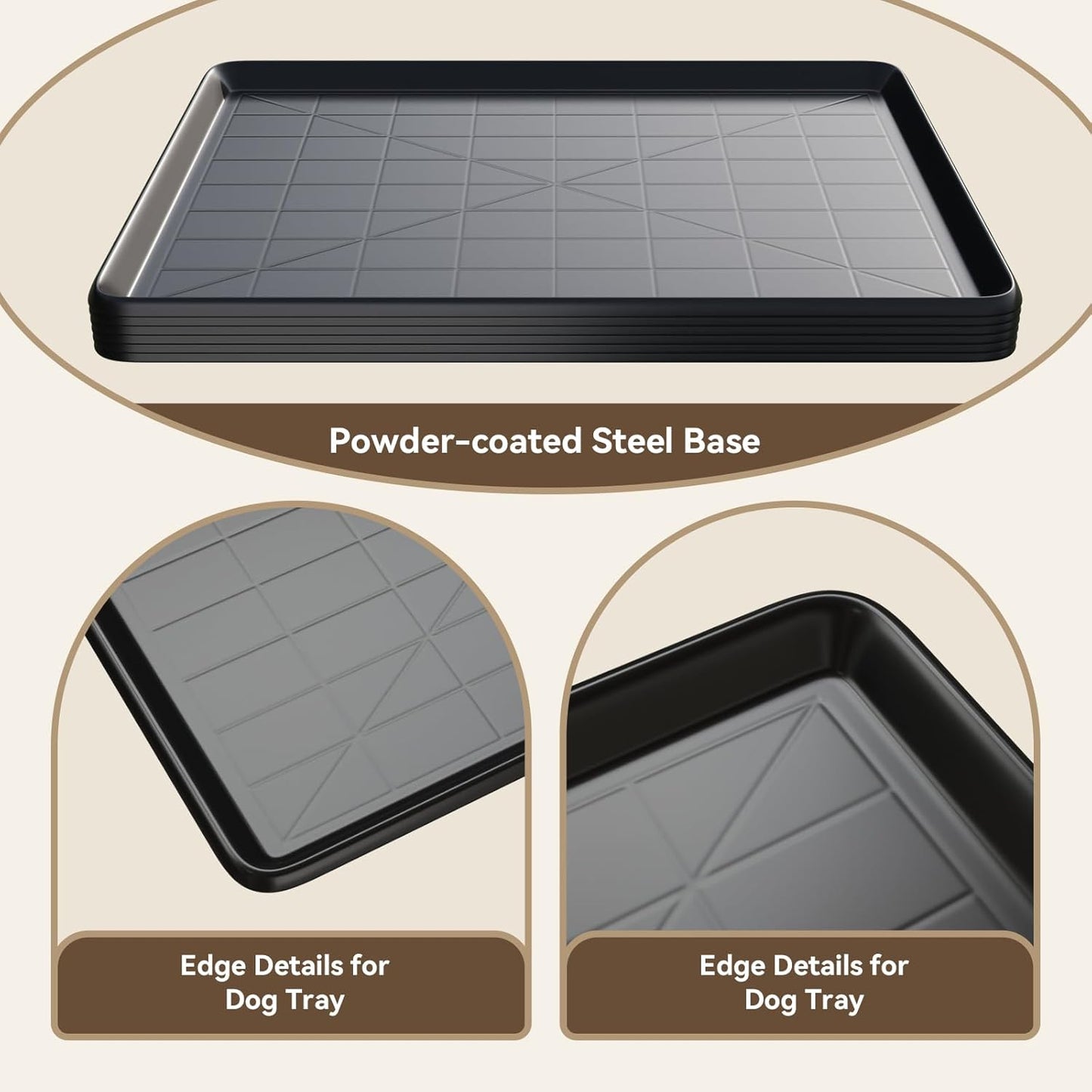 41.1" 2PC Dog Crate Tray Replacement fit for Metal Dog Crate Dog Cage Pans Plastic Tray