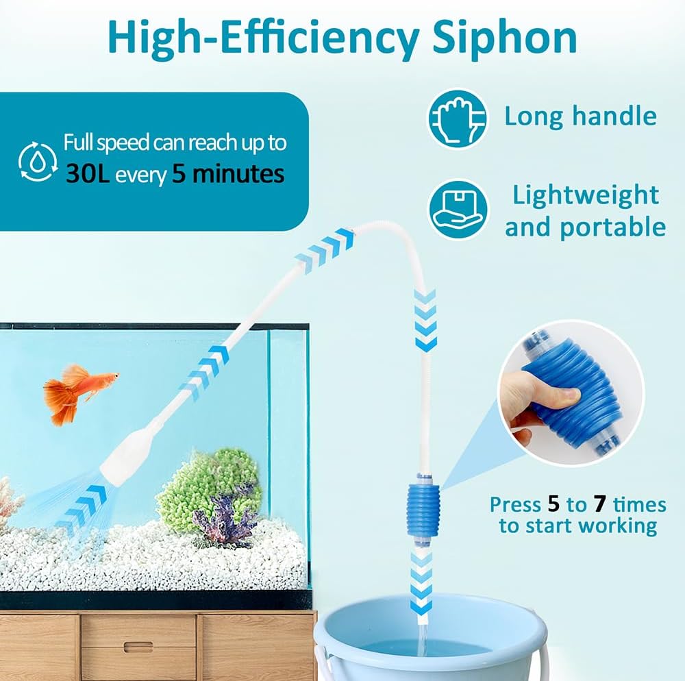 Aquarium Gravel Cleaner Fish Tank Hand Siphon Vacuum Water Changer Cleaning Tools for Fish Tank
