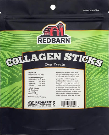Redbarn Pet Products All-Natural Small 6" Beef Collagen Sticks for Dogs - Long Lasting Low-Odor Alternative to Traditional Rawhide & Bully Sticks - Supports Healthy Joints, Skin, & Coat - 5 Pack