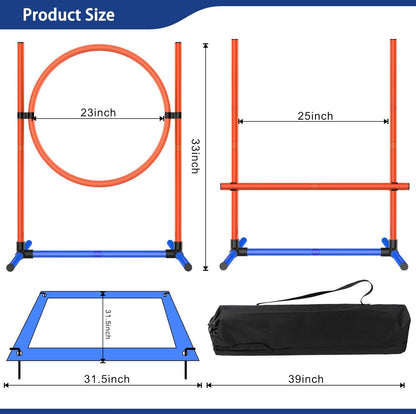 Dog Agility Training Equipment, Dog Obstacle Course Training Starter Kit Pet , Jump Pole, Jump Ring, Pause Box,Storage Bag,Dog Agility Course,Dog Hurdles,Dog Jumps,Outdoor or Indoor Game(3-Sets)
