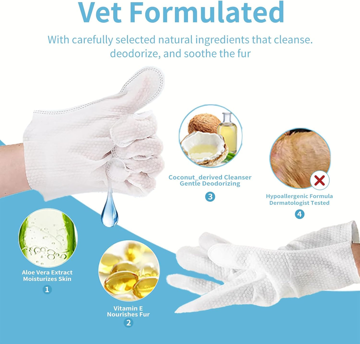 Pet Steam Brush for Dogs & Cats | Coconut Oil Grooming Wipes