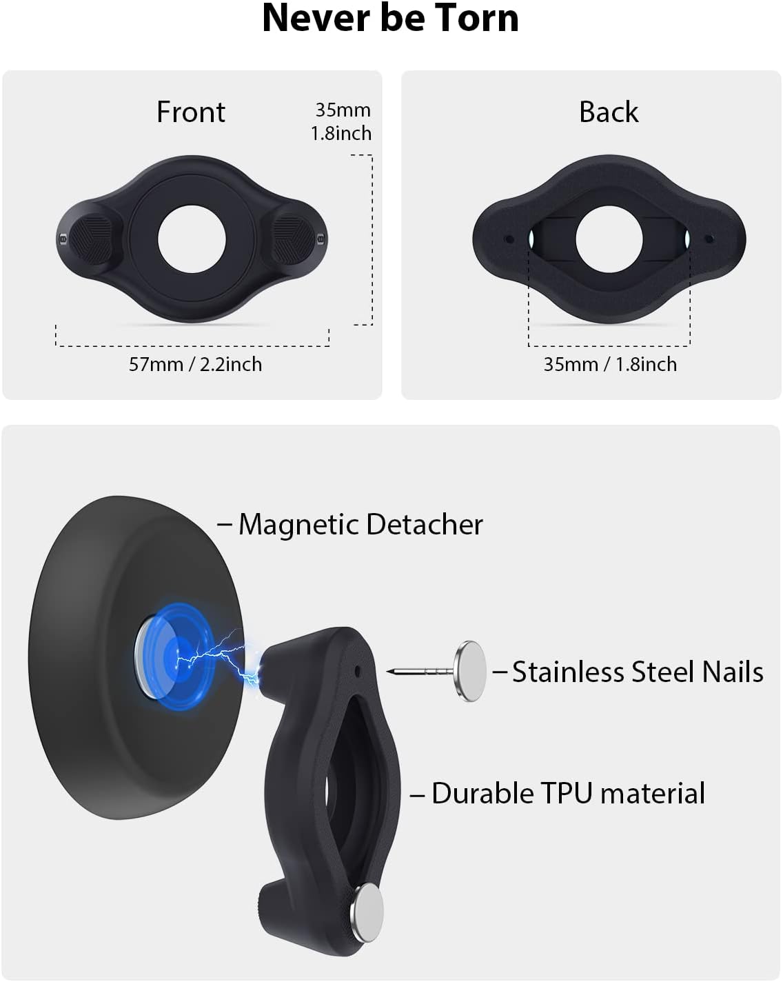 AirTag Holder Fit All Dog Collars Harness, Stouchi Innovative Style Protective AirTag Case with Pins Fixing Buckle for iPhone, AirTag Pet, Dog and Cat AirTag Mount