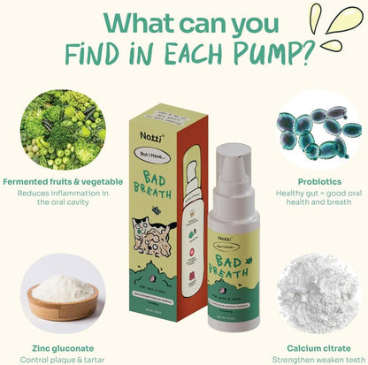 Notti Dental Fresh Advanced Plaque and Tartar Spray - Oral Care Spray - Water Additive - Pet Dental Care - No Toothpaste No Toothbrush - Eliminate Bad Dog and Cat Bad Breath - Freshen Breath