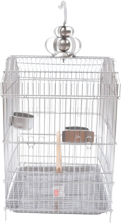 Bird Cage, Open Stand Upright Parrot Parakeet Cage with Rolling Stand, Large Metal Bird Flying Cage for Conure Cockatoo Sparrow Macaw Cockatoo Pet House, 16 x 14 x 20.4 Inch