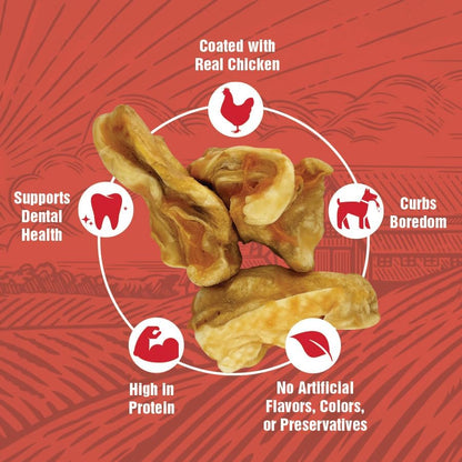 Chicken Coated Cow Ear Nuggies - Treats for Dogs - 1 Pound Bag