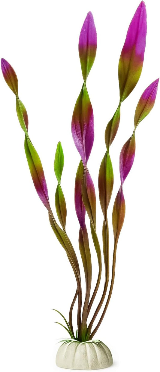 D & K Exclusives Artificial Aquarium Plants, 10 Pack 8.5 inch Plastic Fish Tank Decorations, Colorful Aquascape Decor for Freshwater, Tropical Tanks (Purple & Green Seaweed Plant)