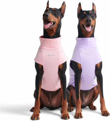 Spark Paws Sunblock Dog T-Shirt, SPF30 Protection, Lightweight Breathable Quick Dry for Dogs with Sensitive Skin - Purple & Pink (Set of 2) - 2XL