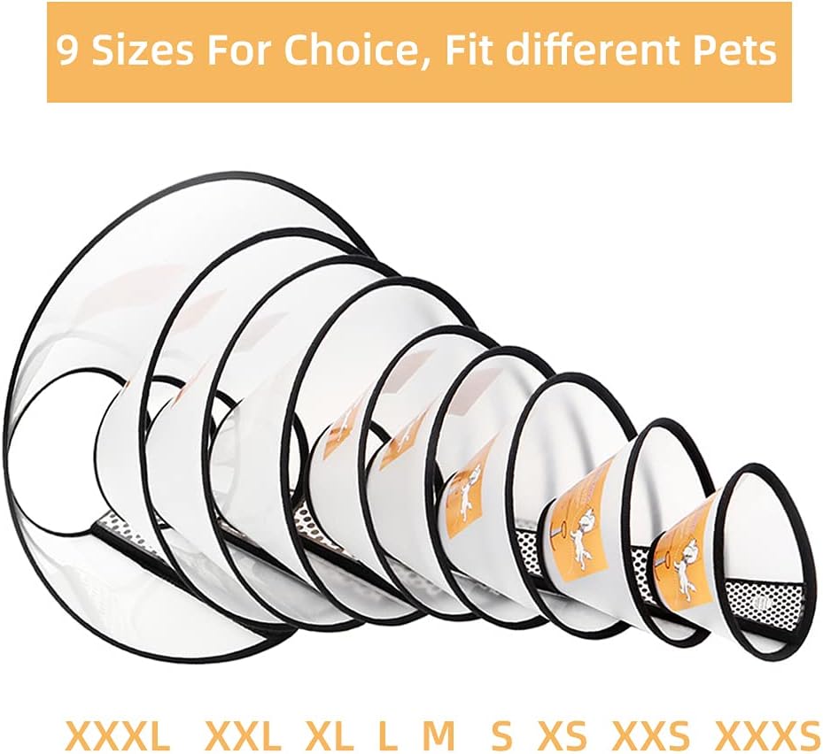 Plastic Pet Recovery Collars & Cones for Dogs and Cats After Surgery Adjustable Dog Neck Cone Surgical Elizabeth E-Collar Prevent Biting and Stop Licking Wound (S)