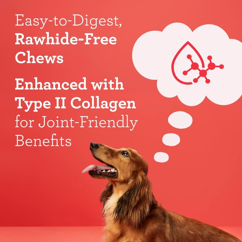 DreamBone CollaYUMS Twists Plus Collagen Chews for Dogs, 10 Count, Treat Your Dog to Rawhide-Free Chews Made with Chicken, Vegetables and Peanut Butter