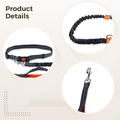 Hands-Free Dog Leash for Running, Waist Adjustable, 5.4-7.9 Ft, Reflective