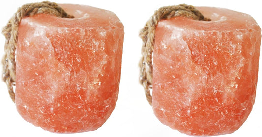 kathson Himalayan Salt Lick Salt Block on Rope for Horse Animals Mineral Salt Licks Natural Pink Licking Salt for Horses Deer Cattle Sheep and Other Livestock (2 Pcs,4.8-6.6 lbs)