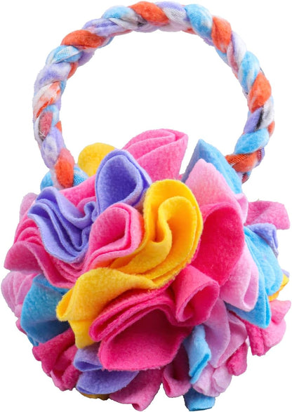 Snuffle Ball with Handle, Tug of War Rope Toys for Small Medium Dogs, Interactive Dog Toys Puppy Training Pull Toy for Exercise & Interactive Play Games (Multicolor)