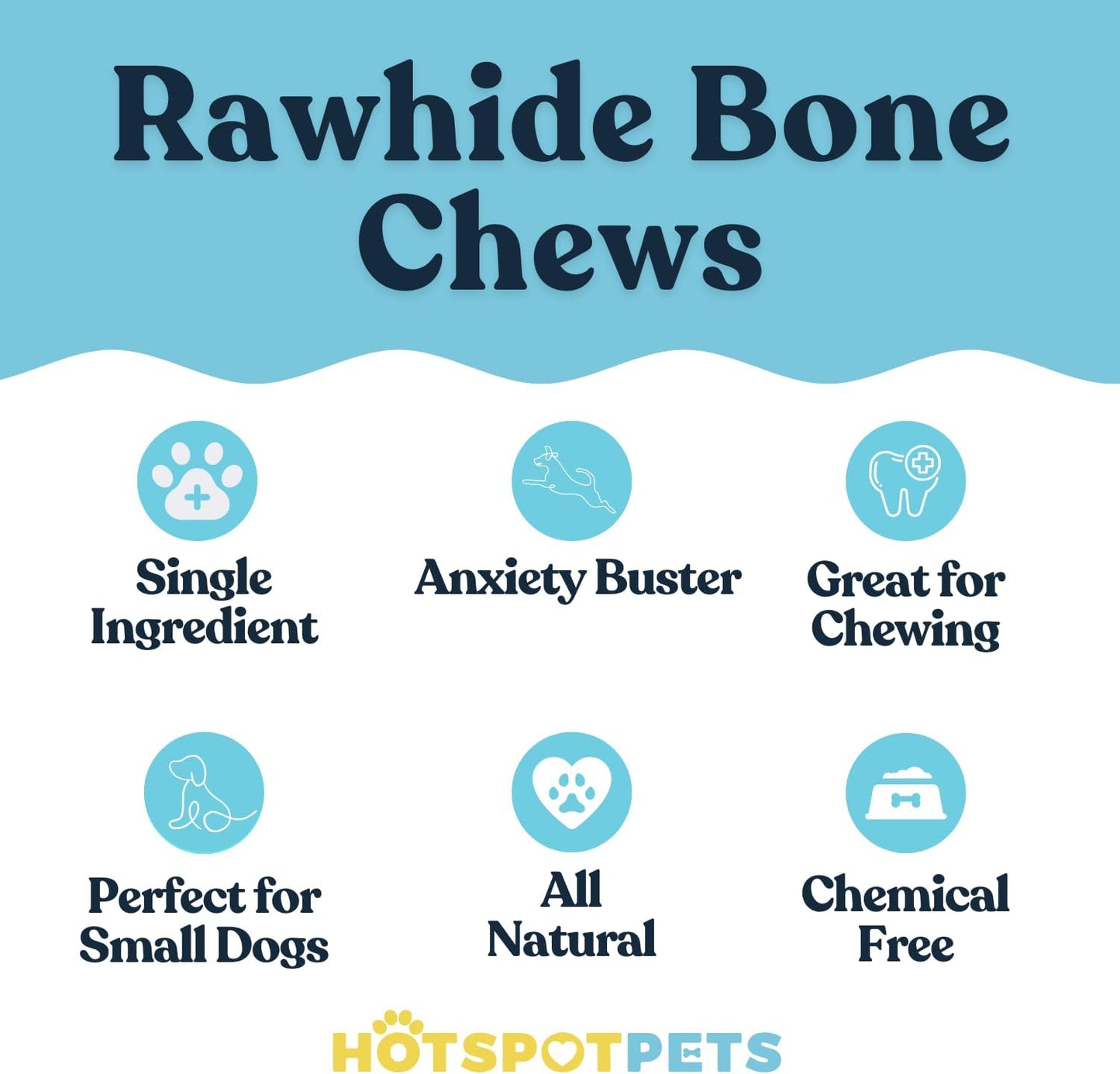 hotspot pets 4-5 Inch Rawhide Dog Chew Bones - Choice of 10, 20, 30 Packs - from Grass Fed Brazilian Cows - Promotes Dental Hygiene and Good Behavior (20 Pack)