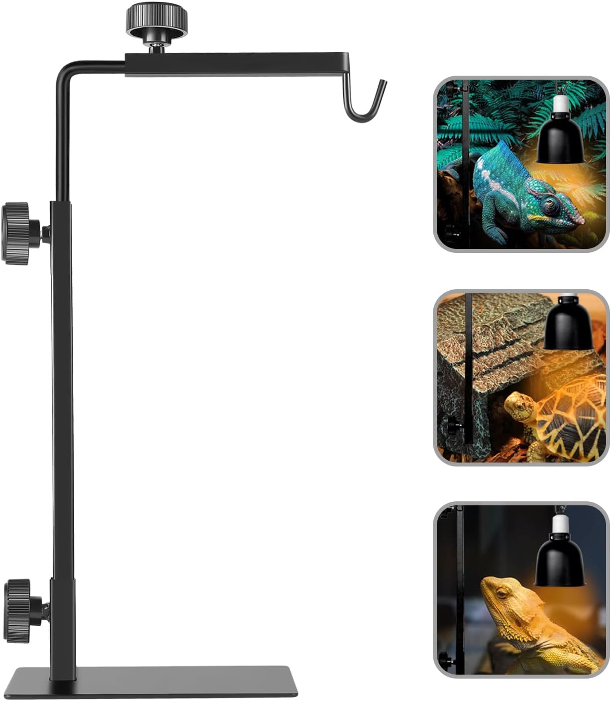 Reptile Lamp Stand, Adjustable 16-31 Inch Domes Heat Lamp Metal Bracket Floor Light Holder for Reptile Terrarium Lighting Heating Light and Dome lampshade, Large