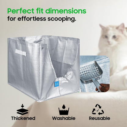 4 Pack Litter Box Liners F Compatible with Flip Litter Box Liner Type F, Reusable Liner Type-F with Carrying Handles