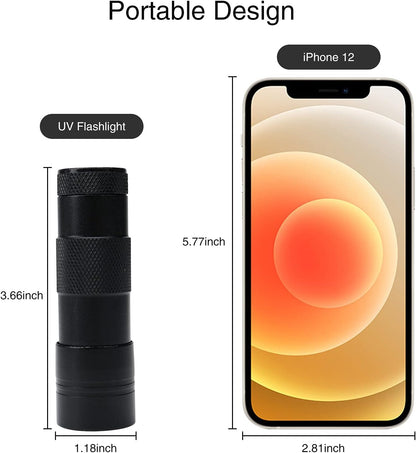 COSOOS 2 Pack UV Flashlight, 12 LED Handheld Blacklight Flashlight 395nm Mini Light Torch Detector for Dog Pet Urine Stains, Bed Bugs and Scorpions. (Batteries not Included)