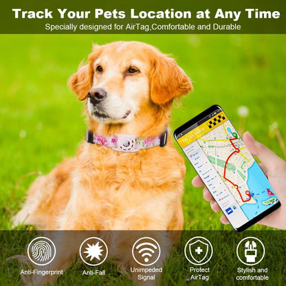 Dog Collar, Compatible with AirTag, Polyester Pet Cat Puppy Collar for Small, Medium, Large, & Extra Large Dogs, Pink Rose, S: 9.8''-15.7'' Neck