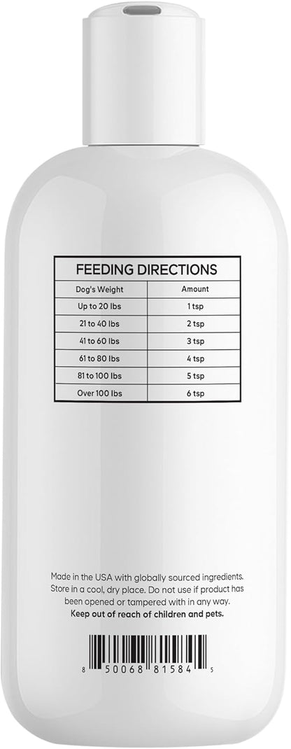 Wild Alaskan Salmon Oil for Dogs - EPA, DHA, Omega 3 & 6 Fatty Acids for Pets - Liquid Fish Oil Supplement for Dogs - All Breeds - 8 fl oz