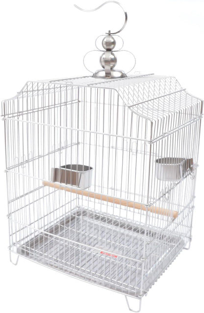 Bird Cage, Open Stand Upright Parrot Parakeet Cage with Rolling Stand, Large Metal Bird Flying Cage for Conure Cockatoo Sparrow Macaw Cockatoo Pet House, 16 x 14 x 20.4 Inch