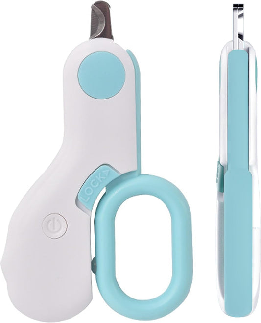 Dog & Cat Pets Nail Clippers and Trimmers, LED Nail Clippers with Light, Precision Angled Blades & Steady Grip, Rofessional Grooming Tool for Pets (Blue)