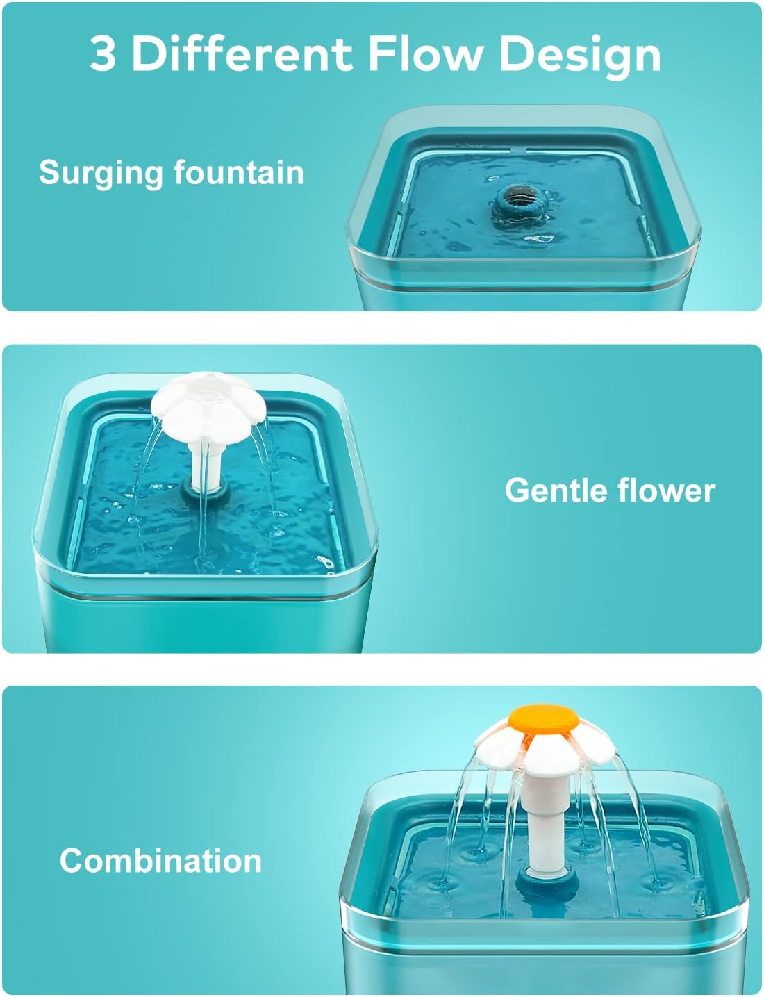 Cat Water Fountain for Drinking: Automatic Dog Bowl Dispenser - Pet Waterer Bowls Fountains - Auto Cats Dish Supplies - Quiet Animal Watering Machine - 67oz/2L Green Kitty Drink Dishes - AONBOY