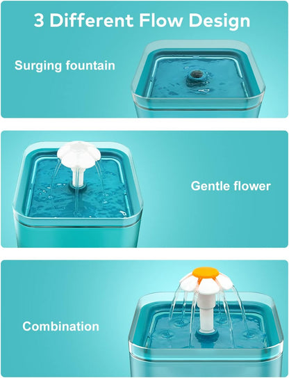 Cat Water Fountain for Drinking: Automatic Dog Bowl Dispenser - Pet Waterer Bowls Fountains - Auto Cats Dish Supplies - Quiet Animal Watering Machine - 67oz/2L Green Kitty Drink Dishes - AONBOY