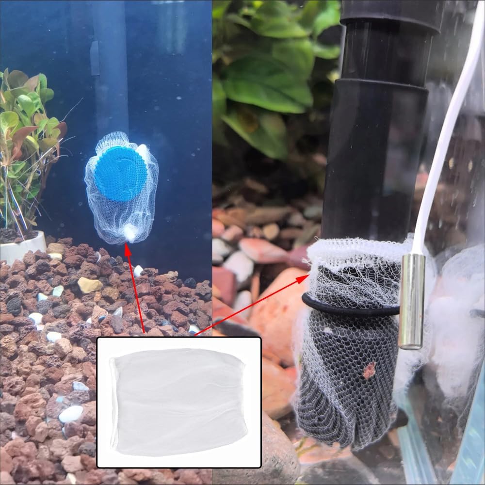 50 Pack Internal Aquarium Filter Mesh Covers Disposable Mesh Bag Pre-Filter Net Socks for Aquarium Internal Filter Submersible Power Filter Fish Tank Filters Water Pump Turtle Tank Pumps
