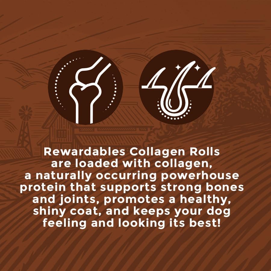 Healthy Chewers Peanut Butter Collagen Rolls 2 Count | High Protein, Long Lasting, Collagen Rich Chews for Large Dogs