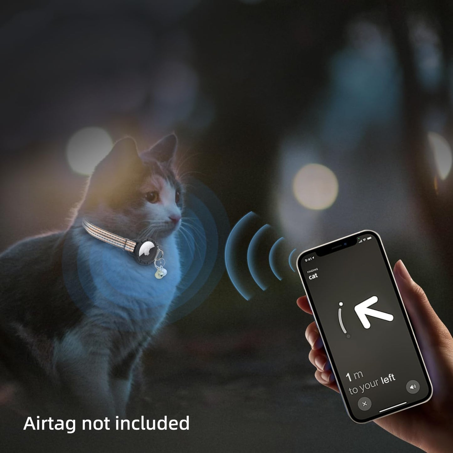 AirTag Cat Collar – Reflective Kitten Collars with Integrated Apple Air Tag Holder | Lightweight, Elastic Safety Cat AirTag Collar with Bell for Girl Boy Cats, Kittens, and Puppies (Orange, S)