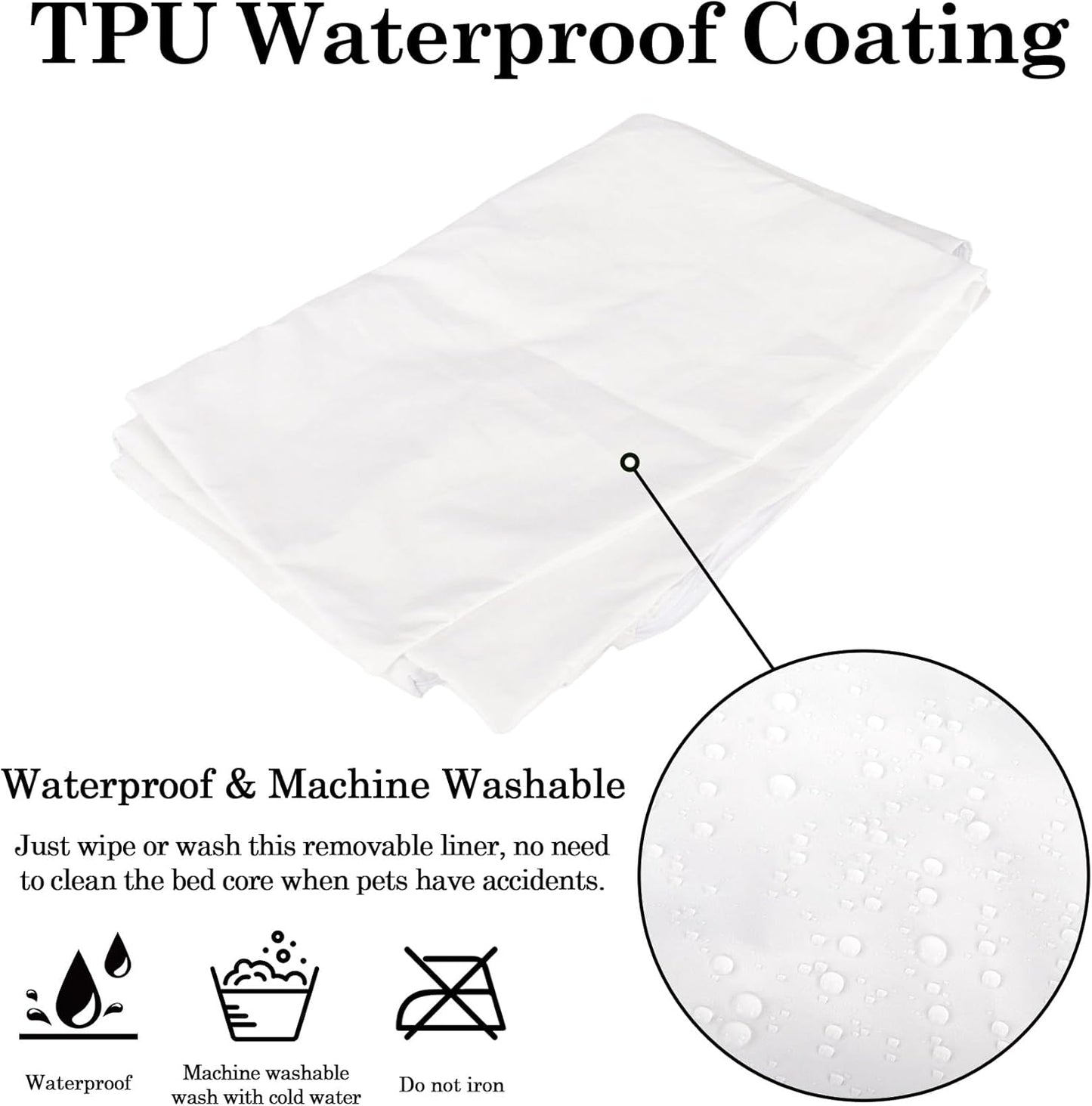 Klmnop 2 Pack Waterproof Dog Bed Liners, Washable Replacement Liner for Dog Bed, Leakproof Foam Mattress Protector, Liner Only 44 x 32 x 4 Inch(White)