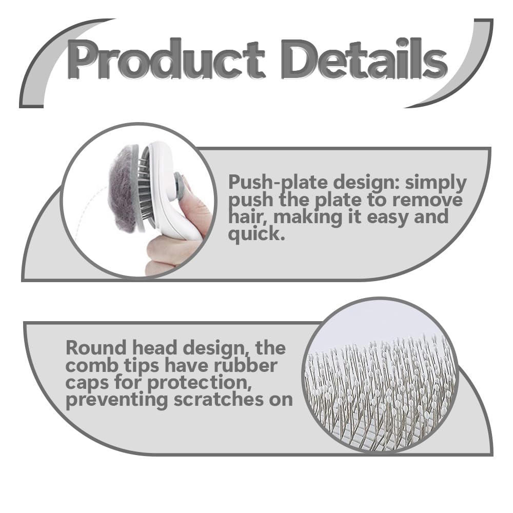 Cat Brush for Shedding & Grooming, Self-Cleaning Cat Slicker Brush with Push Button | Gentle Deshedding & Dematting Tool for Short & Long Hair Cats and Dogs | Massaging Pet Hair Remover for Loose Fur