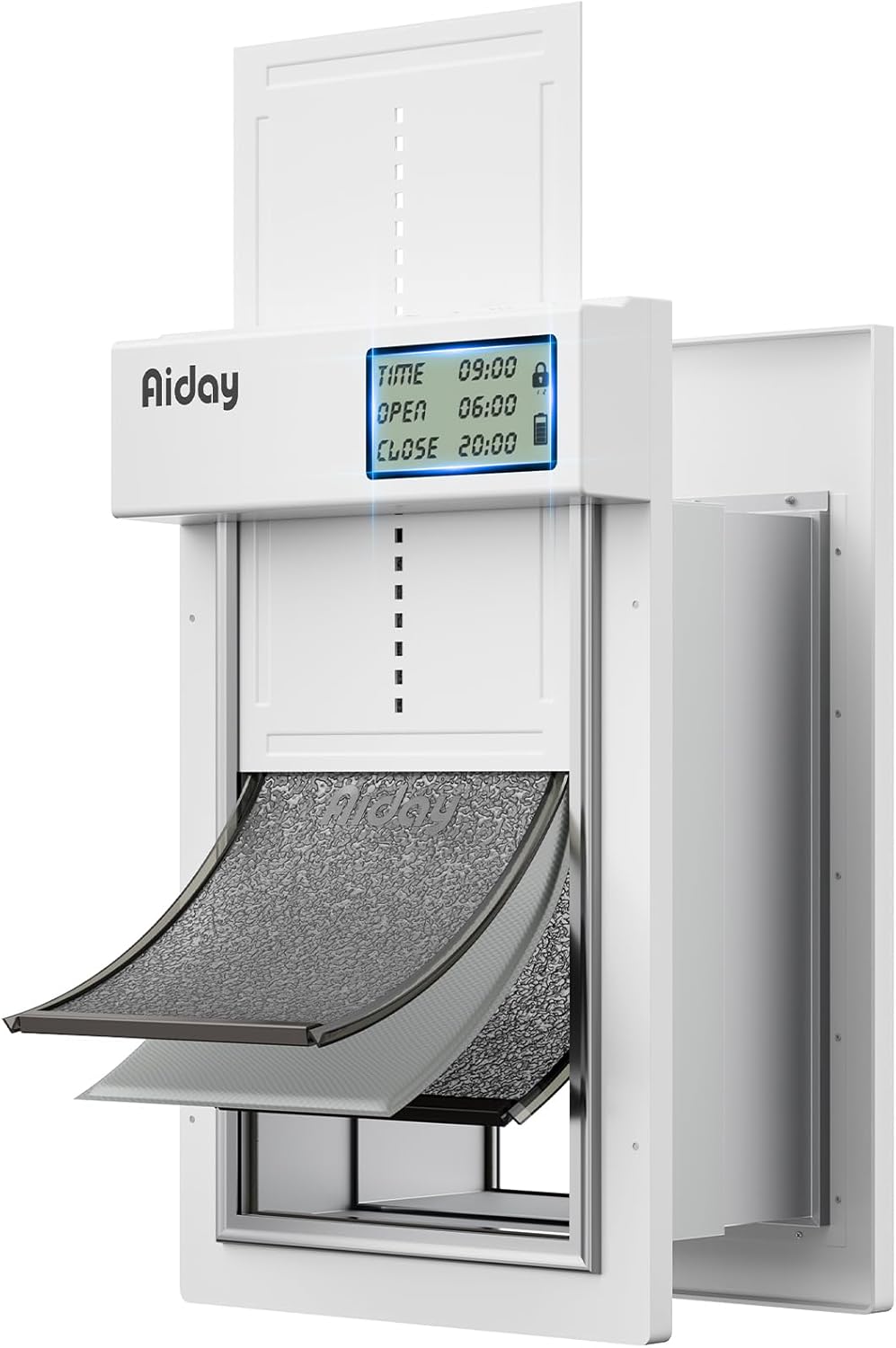 Automatic Dog Door for Wall - Medium Electronic Smart Pet Door with LCD Display, 3 Flap System & Timer/Manual Modes, Anti-Pinch, Heavy Duty for Medium Dogs up to 40 lbs (M)