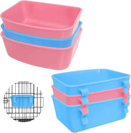 6 Pack Feeder (Blue, Pink), Hanging Feeder,Food and Water Container, Bath Water Bowl Universal for Birds Hamsters Mice Rats Rabbit Guinea Pig Small Pets (S)