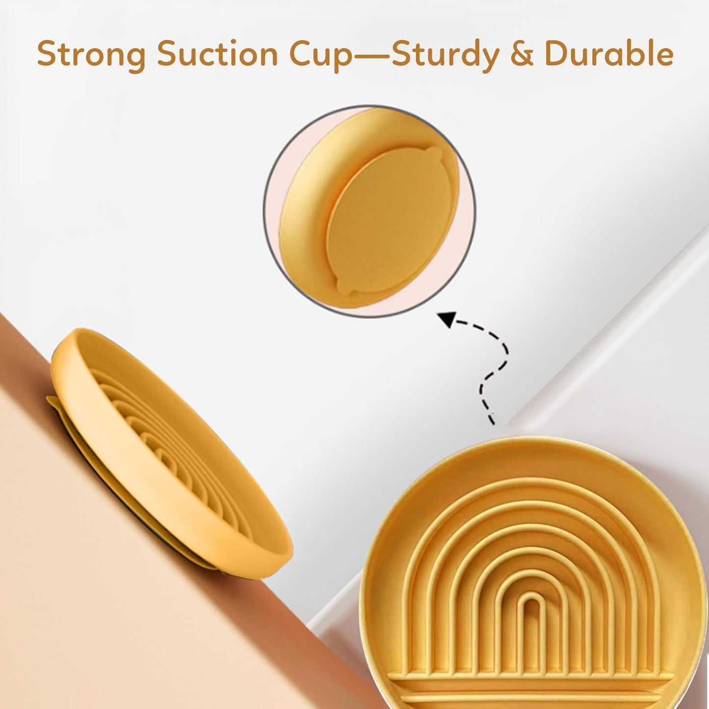 Slow Feeder Dog Bowls, Silicone Dog Bowl with Suction Cups, Slow Feeder & Non-Slip Design, Boredom and Anxiety Reducer, Suitable for All Breed Dogs, Yellow